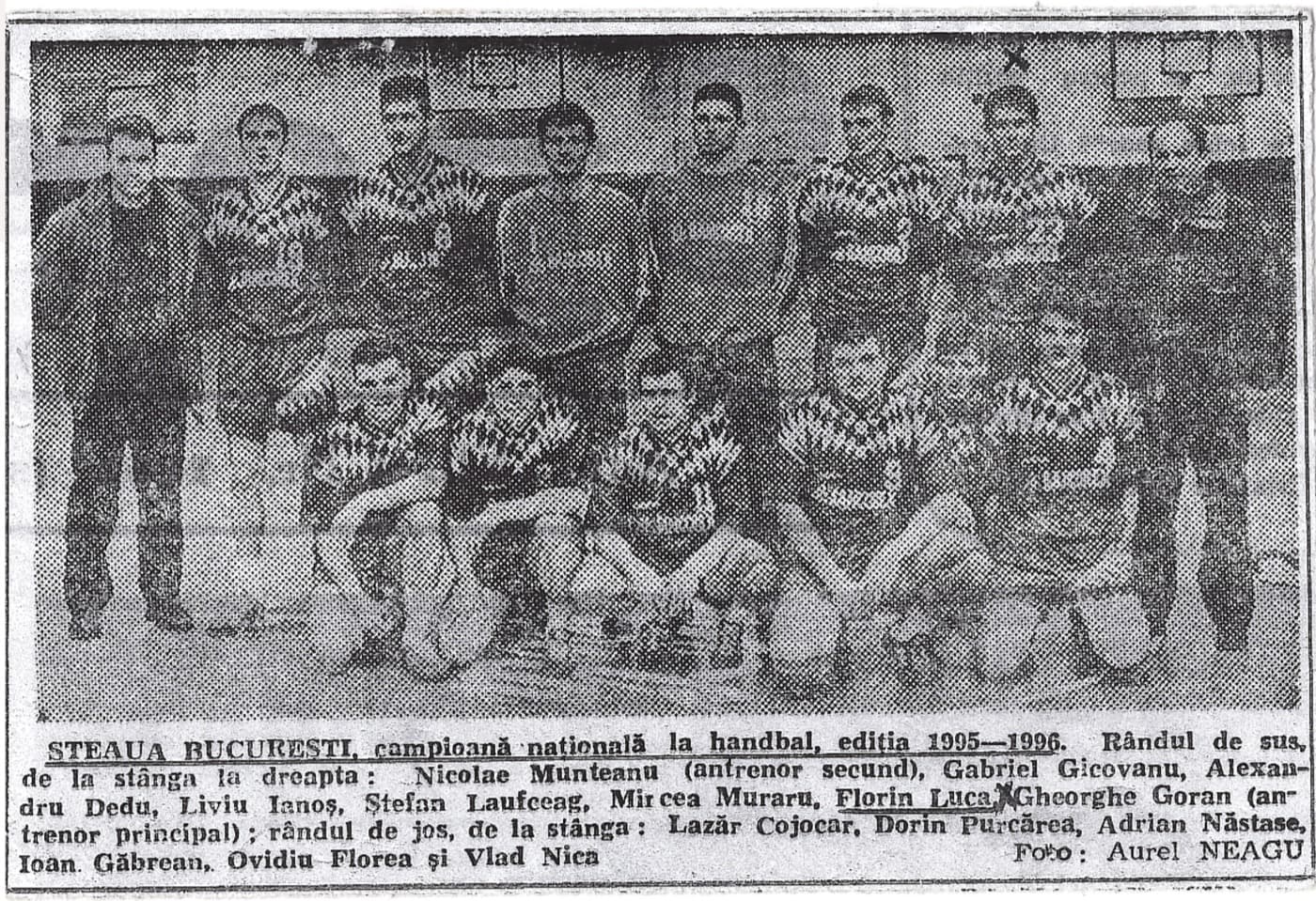 Steaua București, campioană națională, ediția 1995–1996. Luca Florin în lot